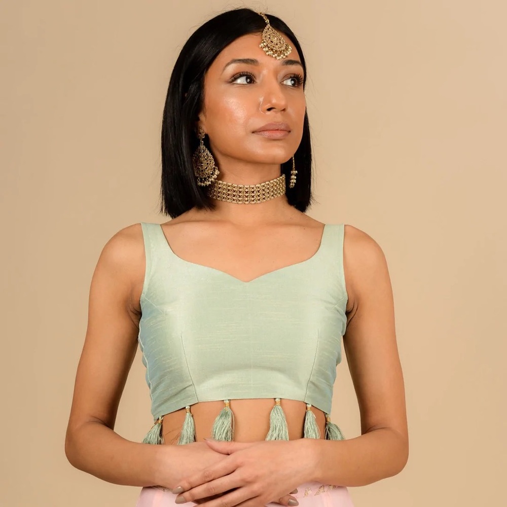 NWT Seafoam Tassel Lehenga Blouse